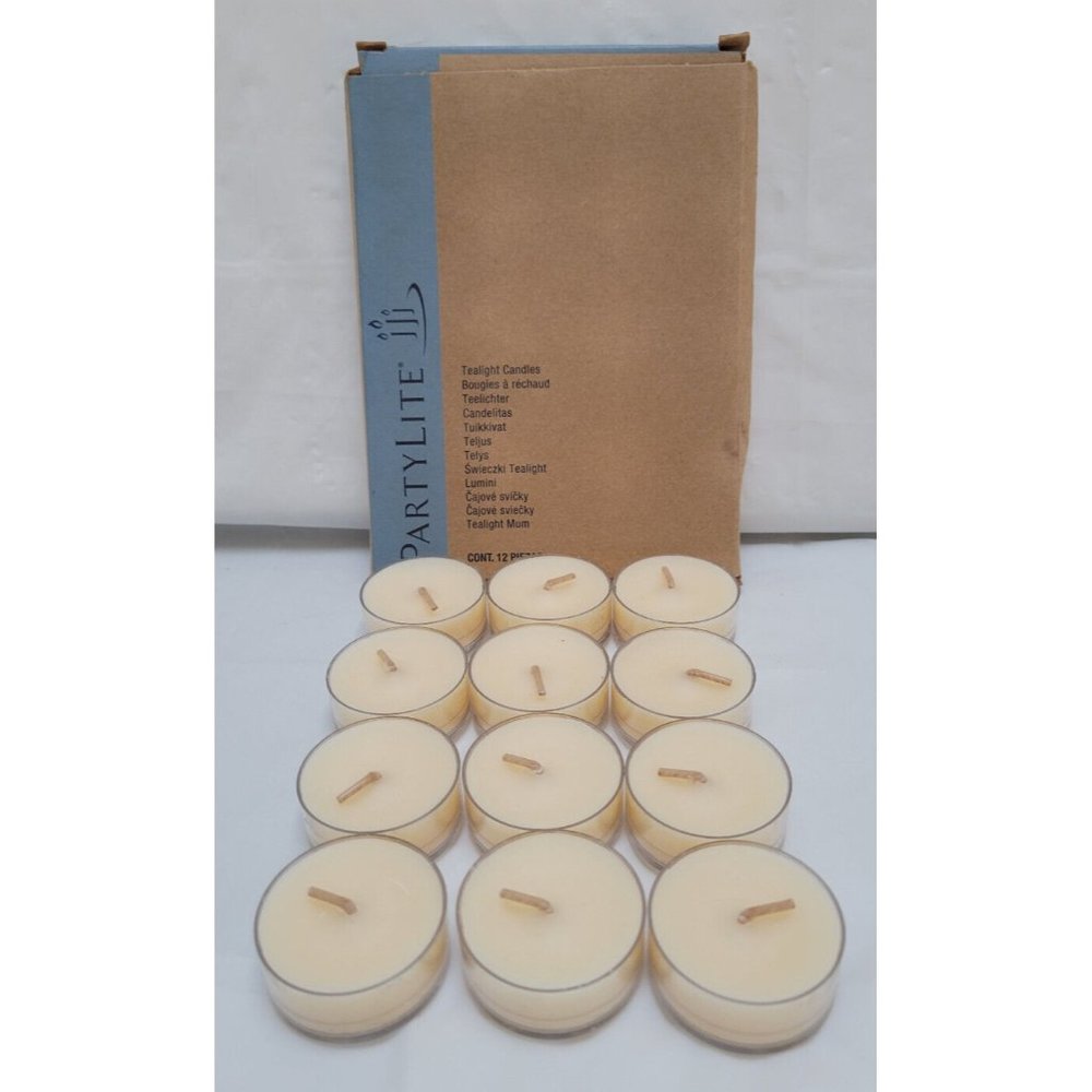 New PartyLite Vanilla Citron Tealight Candles V04249 Box of 12 Brown Box